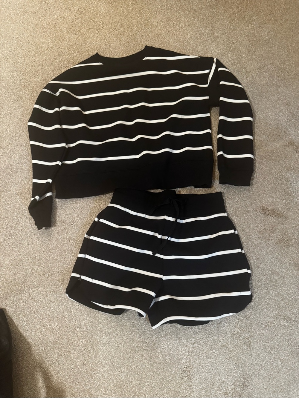 Black & White Striped Women’s Lounge Shorts Set